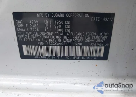 2018 Subaru Impreza 2.0I Sport из США, поврежденный, VIN 4S3GKAM63J3603490